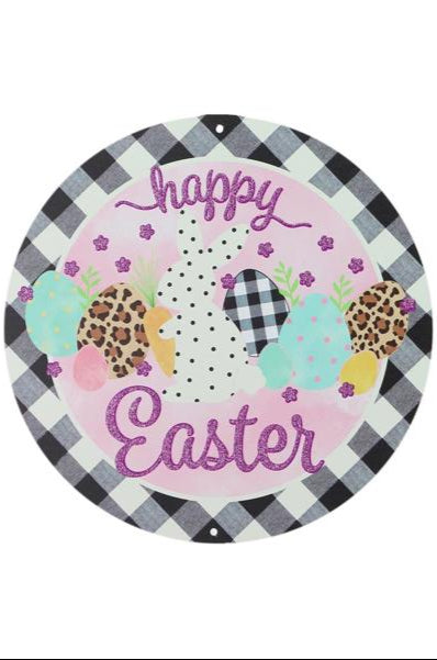8" Glitter/Check Happy Easter Sign