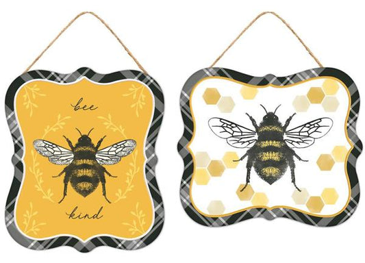 7” x 6” Embossed Tin Honey Bee Sign