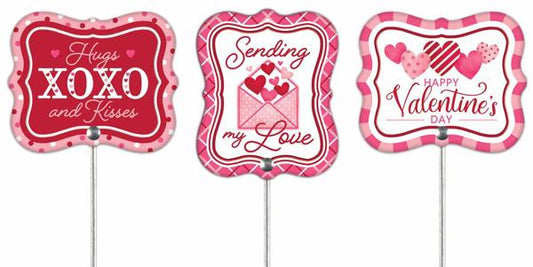 4"H x 3.5"L Emboss Valentine Pick - Assortment