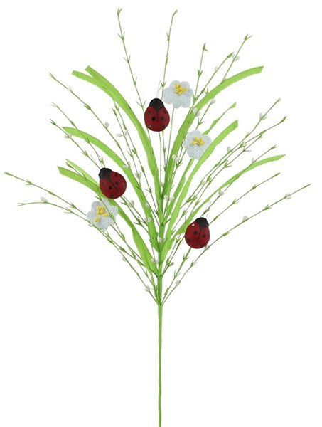28" Paper Grass/Pip Flower Ladybug Spray