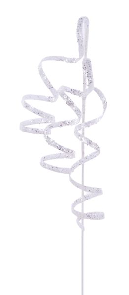 22" Glitter Curly Ribbon Hanging Spray White/Silver