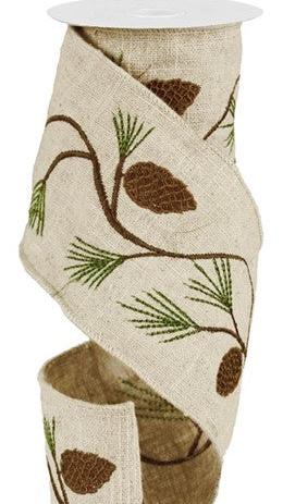 4" Pinecone Cloth Ribbon (5 Yards)