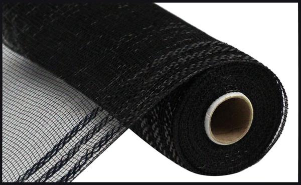 10" Border Stripe Metallic Mesh: Black (10 Yards)