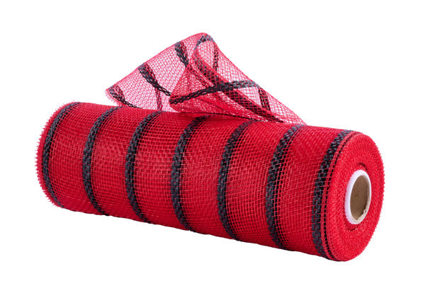 10" Vertical Wide Stripe Mesh: Red & Black (10 Yards)