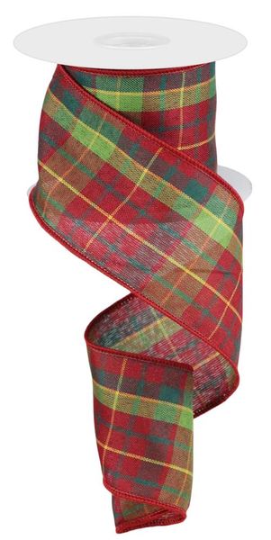 2.5"x 10yds Check Plaid Burgundy/Green/Gold