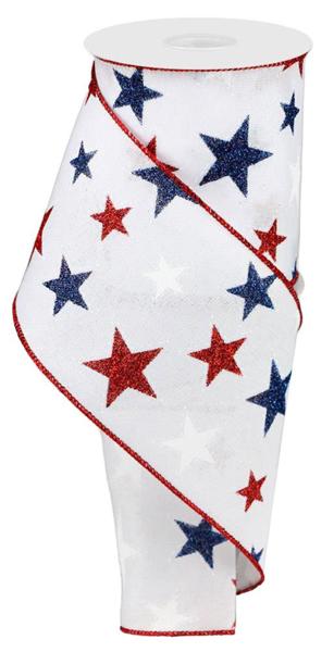 4" Dashed Glitter Star on Royal Ribbon (10 Yards)