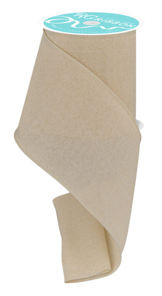 4" Royal Faux Burlap Ribbon: Tan (10 Yards)