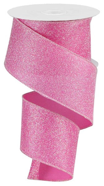 Iridescent Glitter on Satin Ribbon: Pink (10 Yards)