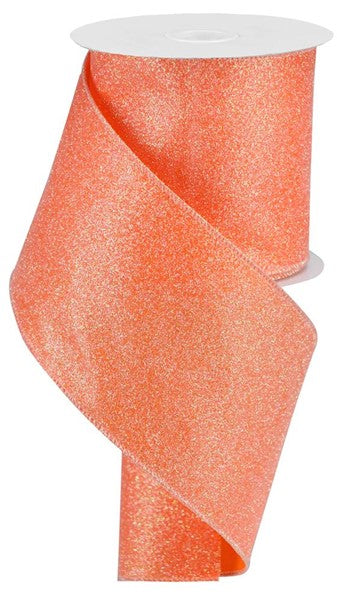 Iridescent Glitter on Satin Ribbon: Orange (10 Yards)