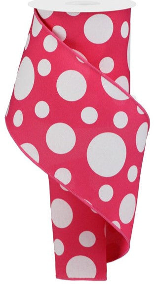 4" Giant Dots Ribbon: Hot Pink (10 Yards)