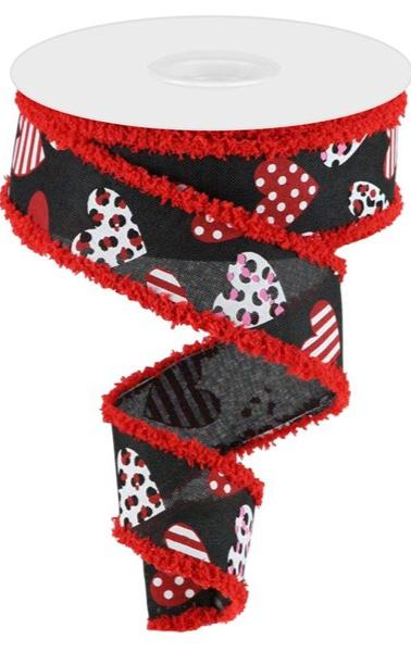 1.5" Multi/Leopard Hearts Drift Ribbon (10 Yards)