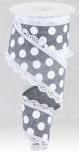 2.5" Medium Dot W/Lace Ribbon (10 Yards)