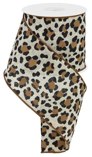4" Leopard on Cotton/Met Ribbon - 10 Yards