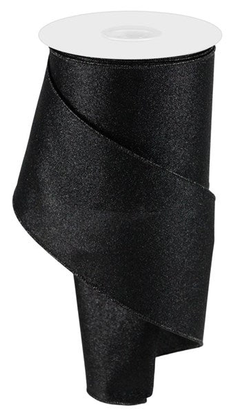 4" Shimmer Glitter Ribbon: Black (10 Yards)