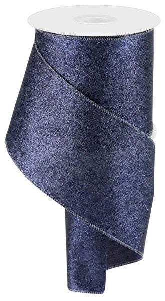 4" Shimmer Glitter Ribbon: Navy Blue (10 Yards)