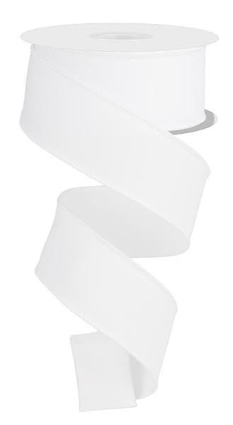 White Diagonal Weave Fabric Ribbon - 10 Yards
