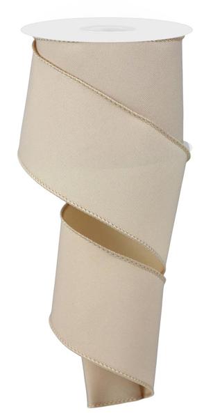 Diagonal Weave Fabric Ribbon: Light Beige (10 Yards)