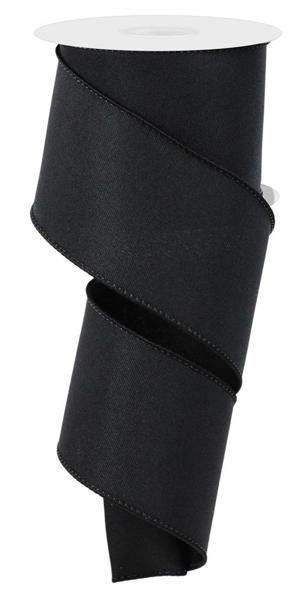 Diagonal Weave Fabric Ribbon: Black (10 Yards)