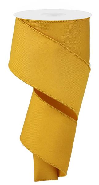 Dark Yellow Diagonal Weave Fabric Ribbon - 10 Yards