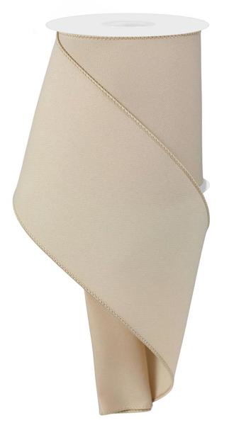 Diagonal Weave Fabric Ribbon: Light Beige (10 Yards)