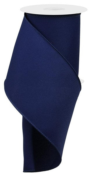 Diagonal Weave Fabric Ribbon: Navy Blue (10 Yards)