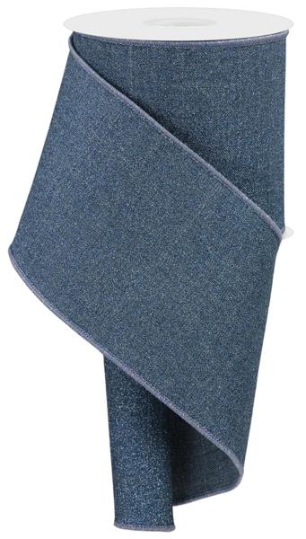 4" Fine Glitter on Royal Ribbon: Smoke Blue (10 Yards)