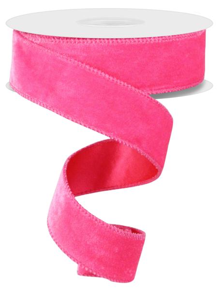Hot Pink Deluxe Velvet/Satin Backing Ribbon - 10 Yards