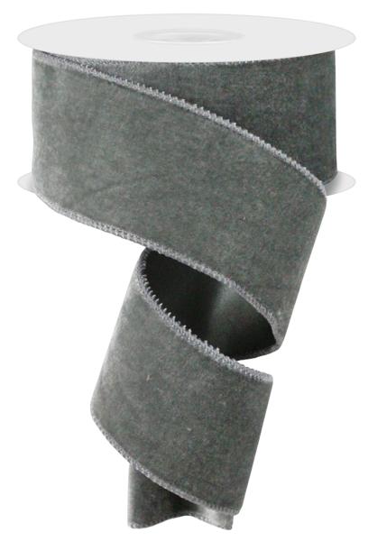 Deluxe Velvet/Satin Backing Ribbon: Dark Grey (10 Yards)