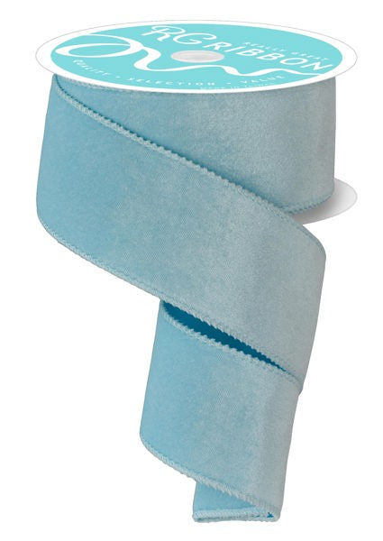 Ice Blue Deluxe Velvet/Satin Backing Ribbon - 10 Yards