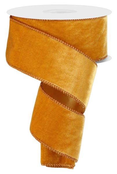 Deluxe Velvet Satin Backing Ribbon: Antique Gold (10 Yards)