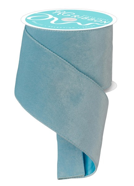 Ice Blue Deluxe Velvet/Satin Backing Ribbon - 10 Yards