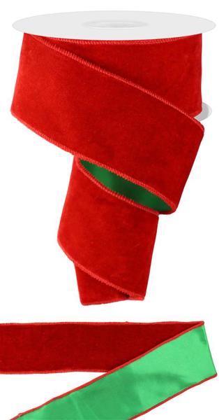 Deluxe Velvet/Satin Backing Ribbon: Red & Green (10 Yards)