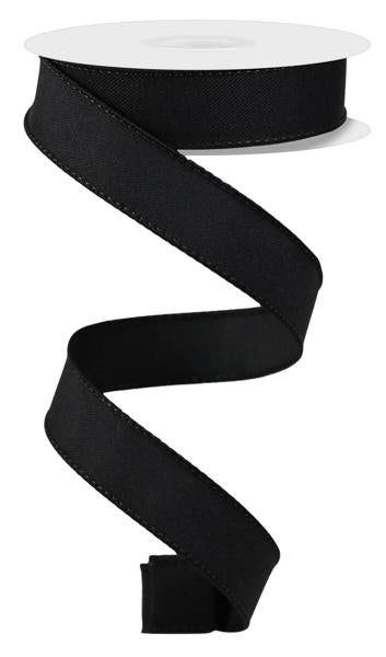 Diagonal Weave Fabric Ribbon: Black (10 Yards)