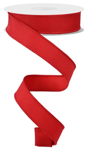 Diagonal Weave Fabric Ribbon: Red (10 Yards)