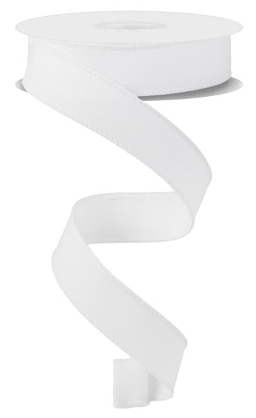 White Diagonal Weave Fabric Ribbon - 10 Yards