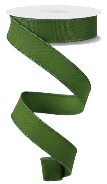 Diagonal Weave Fabric Ribbon: Moss Green (10 Yards)