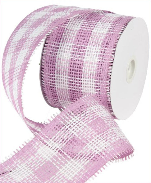 4" Woven Check Paper Mesh: Orchid, White (20 Yards)