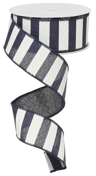 1.5" Horizontal Stripe Ribbon: Navy Blue (10 Yards)