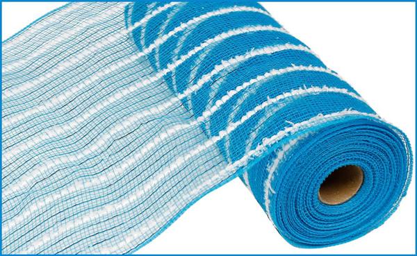 10.25" Metallic Drift Mesh: Turquoise & White (10 Yards)