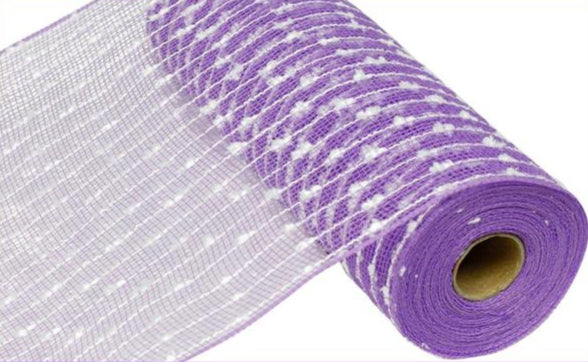 10.25" Puff Ball/Poly Mesh: Lavender & White (10 Yards)
