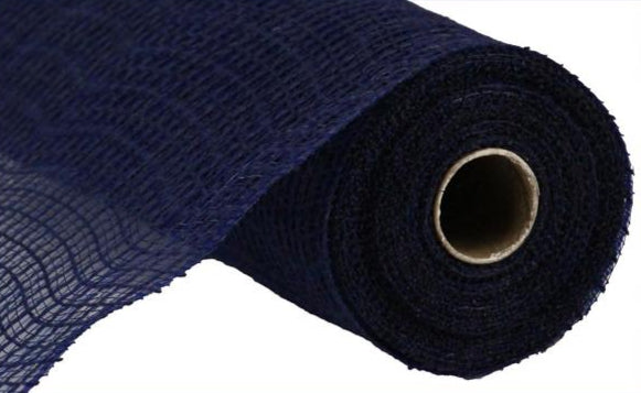 10.25" Faux Jute/PP Check Mesh: Navy (10 Yards)