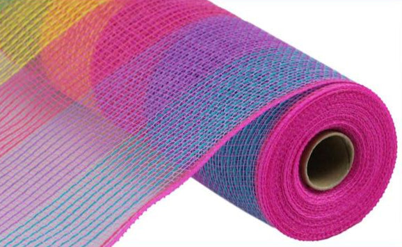 10.25" Faux Jute Small Check Mesh: Hot Pink, Green, Yellow, Lavender, & Turquoise (10 Yards)