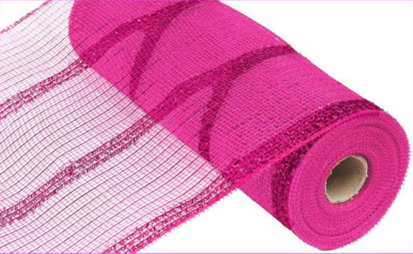 10.25"Wide Tinsel/PP/Foil Mesh: Hot Pink (10 Yards)