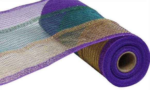 10.25" Wide Tinsel/PP/Foil Mesh: Mardi Gras (10 Yards)