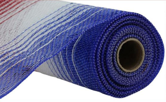 10.25" Metallic Ombre Mesh: Red, White & Blue (10 Yards)