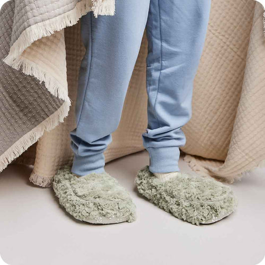 Warmies Slippers: Curly Sage Green