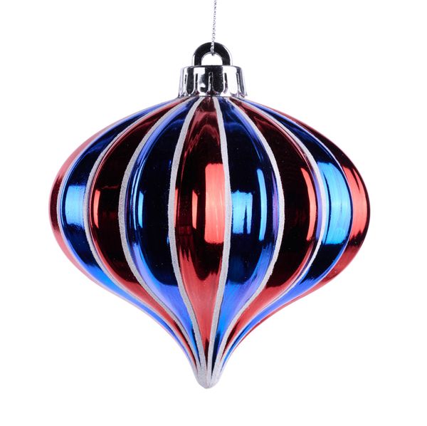 5" (120mm) Dia Vertical Stripe Onion Ornament Red/White/Blue