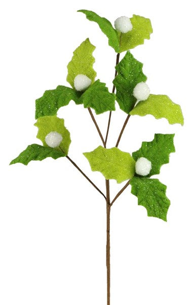 18"L Felt Holly Leaf/Pompom Berry Spray