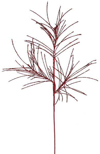 31"L Glittered Pine Spray: Red