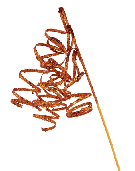 31"L Curly Glitter Ribbon Spray: Orange